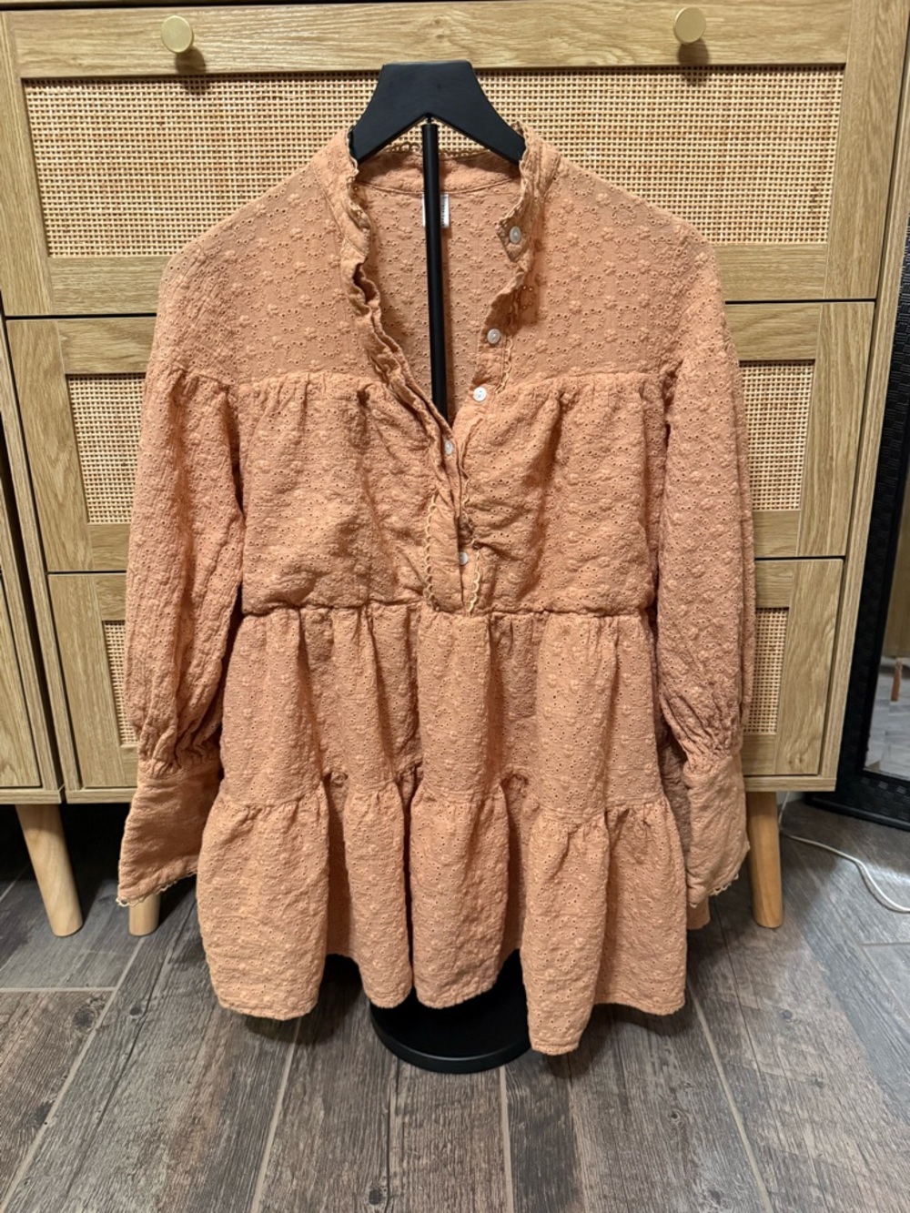 Peach Ruffle Tiered Textured Tunic